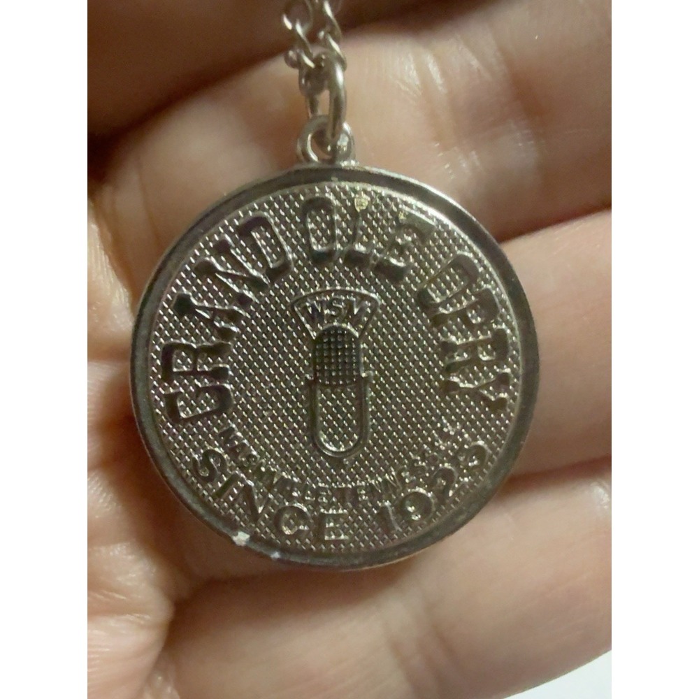 T30276-Vintage Grand Ole Opry WSM Nashville Microphone Medallion Necklace 24"
